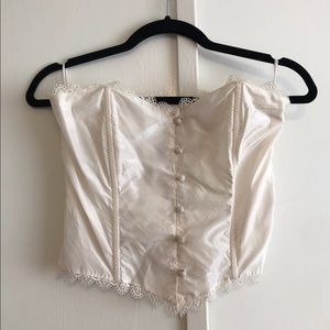 Vintage Ivory Button Up Corset with Lace trim